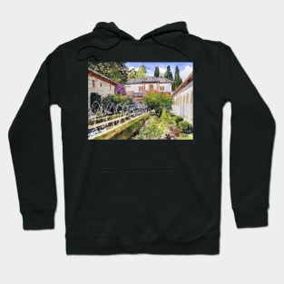 Patio De La Acequia, Generalife, Granada, Spain Hoodie